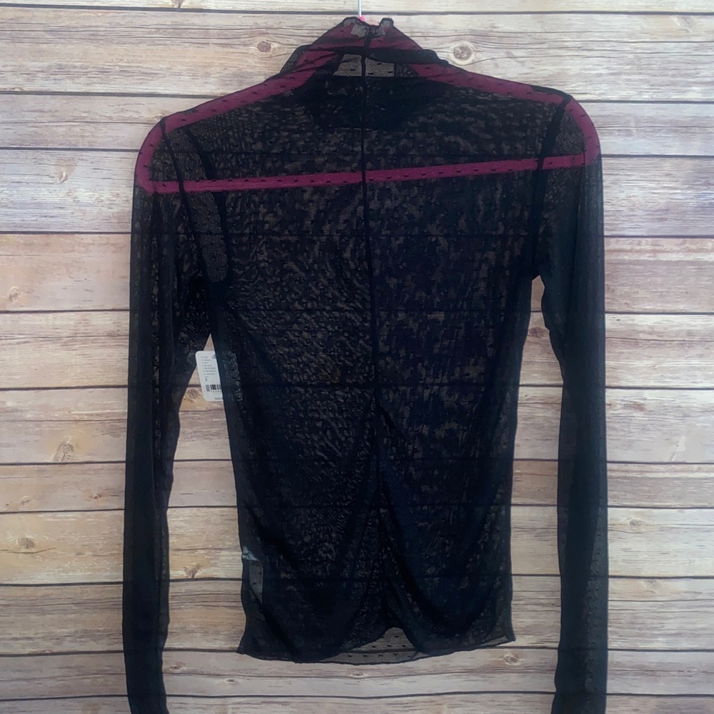 NWT Free People Sheer Polka Dot Mock Neck Top With Thumbholes - Picture 4 of 10
